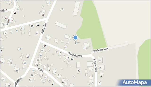 Gubin, Świerkowa, 9, mapa Gubin