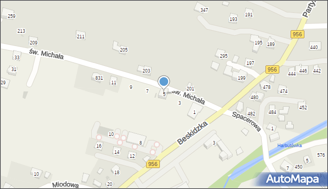 Harbutowice, św. Michała, 5, mapa Harbutowice