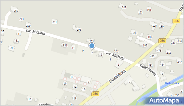 Harbutowice, św. Michała, 7, mapa Harbutowice