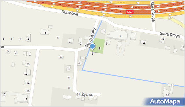 Harbutowice, św. Ojca Pio, 5, mapa Harbutowice