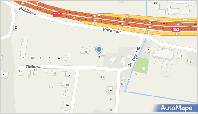 Harbutowice, św. Ojca Pio, 6, mapa Harbutowice