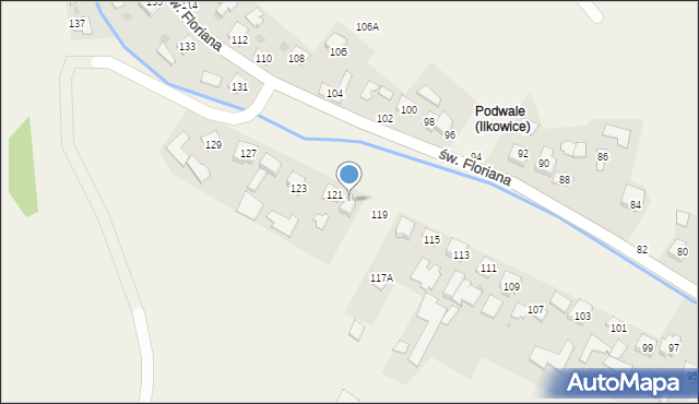 Ilkowice, św. Floriana, 121A, mapa Ilkowice