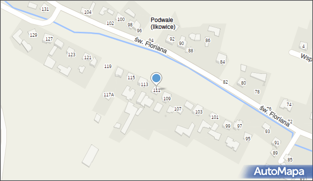 Ilkowice, św. Floriana, 111, mapa Ilkowice