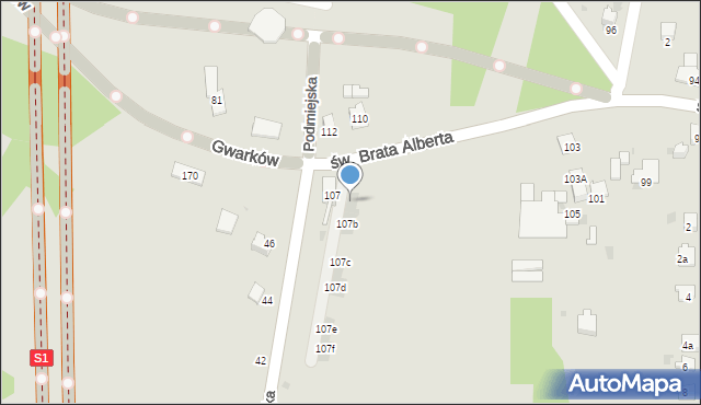 Imielin, św. Brata Alberta, 107a, mapa Imielin