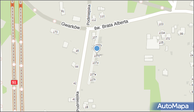 Imielin, św. Brata Alberta, 107c, mapa Imielin