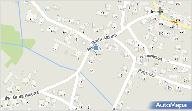 Imielin, św. Brata Alberta, 5, mapa Imielin
