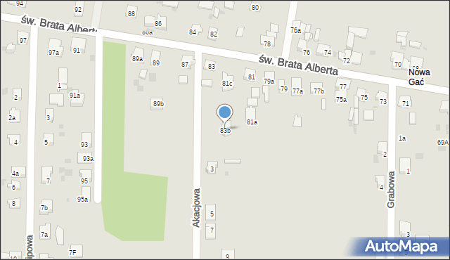 Imielin, św. Brata Alberta, 83b, mapa Imielin