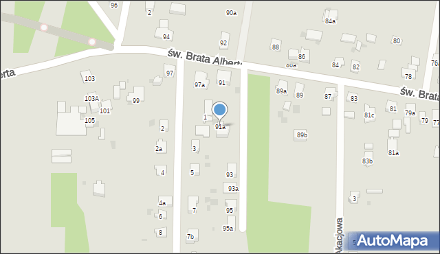Imielin, św. Brata Alberta, 91a, mapa Imielin