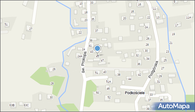 Jadowniki, św. Prokopa, 45, mapa Jadowniki