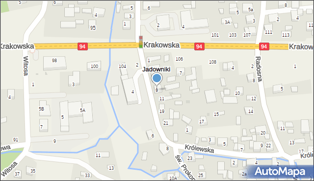 Jadowniki, św. Prokopa, 9, mapa Jadowniki