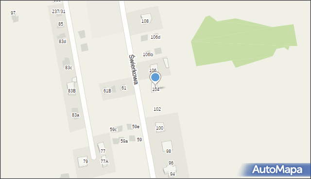 Jakubowice Konińskie, Świerkowa, 104, mapa Jakubowice Konińskie