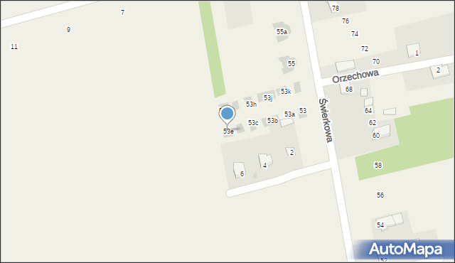 Jakubowice Konińskie, Świerkowa, 53e, mapa Jakubowice Konińskie