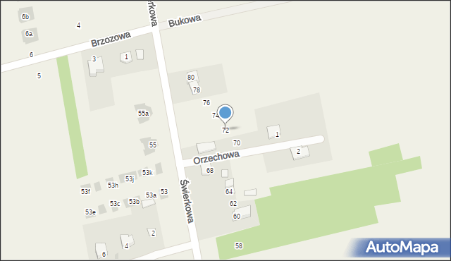 Jakubowice Konińskie, Świerkowa, 72, mapa Jakubowice Konińskie