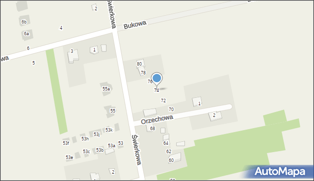 Jakubowice Konińskie, Świerkowa, 74, mapa Jakubowice Konińskie