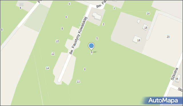 Jamielnik, św. Faustyny Kowalskiej, 7, mapa Jamielnik