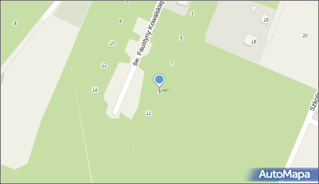 Jamielnik, św. Faustyny Kowalskiej, 9, mapa Jamielnik