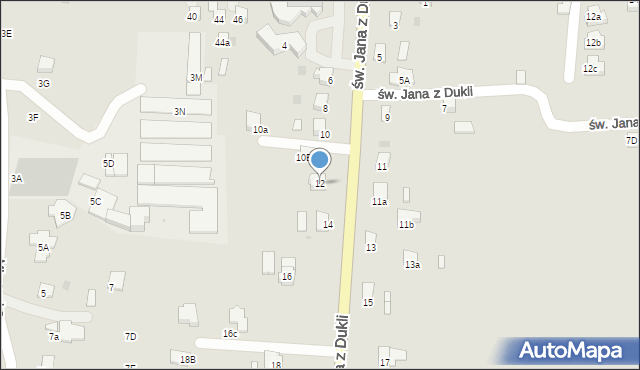 Jasło, św. Jana z Dukli, 12, mapa Jasła