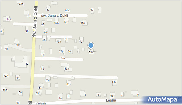 Jasło, św. Jana z Dukli, 79a, mapa Jasła