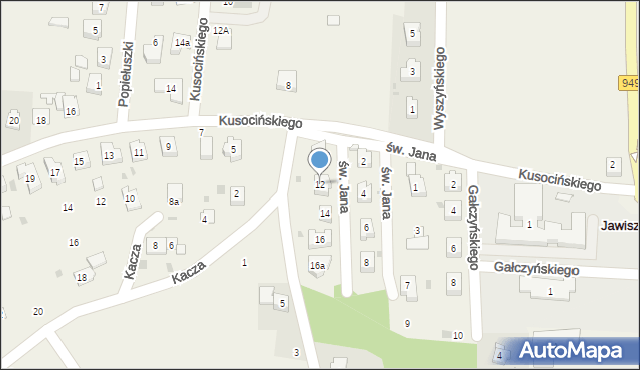 Jawiszowice, św. Jana, 12, mapa Jawiszowice