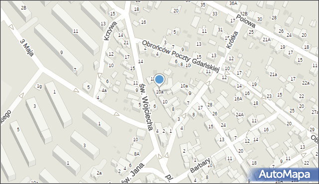 Jaworzno, św. Wojciecha, 10a, mapa Jaworzno