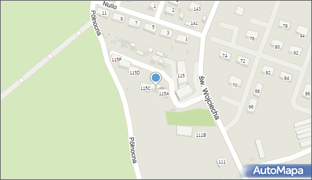 Jaworzno, św. Wojciecha, 115B, mapa Jaworzno
