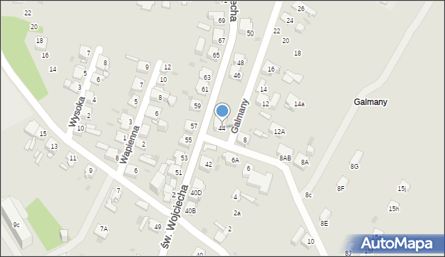 Jaworzno, św. Wojciecha, 44, mapa Jaworzno