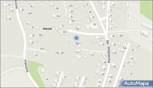 Jaworzno, św. Wojciecha, 73A, mapa Jaworzno