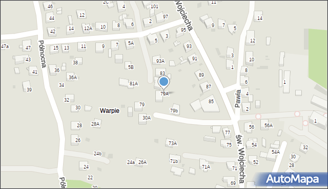 Jaworzno, św. Wojciecha, 79A, mapa Jaworzno