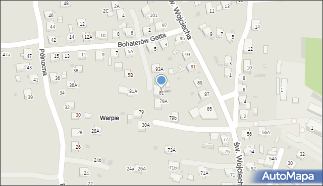 Jaworzno, św. Wojciecha, 81, mapa Jaworzno