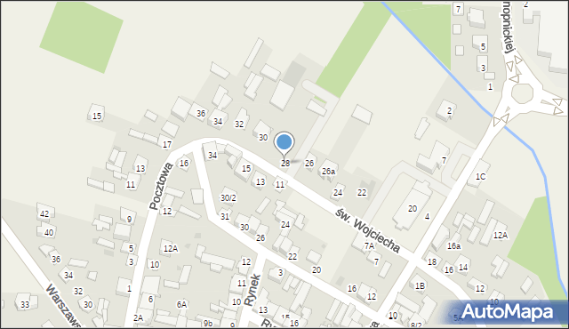 Jedlińsk, św. Wojciecha, 28, mapa Jedlińsk
