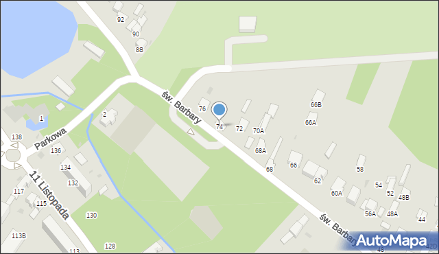 Jędrzejów, św. Barbary, 74, mapa Jędrzejów