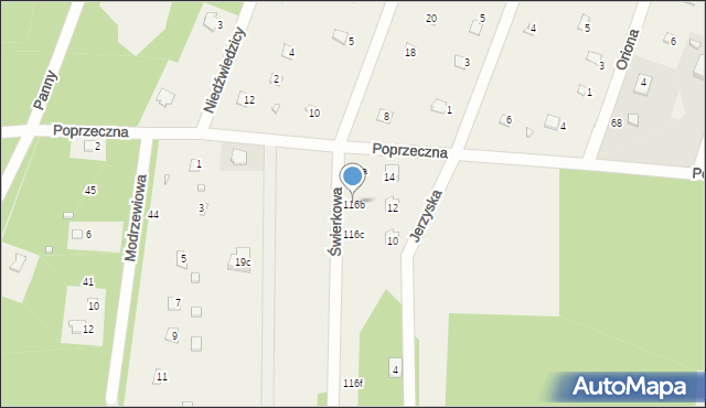 Jerzyska, Świerkowa, 116b, mapa Jerzyska