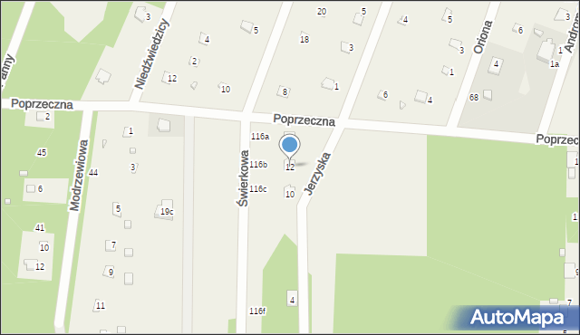 Jerzyska, Świerkowa, 12, mapa Jerzyska