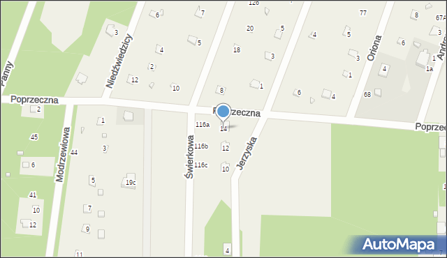 Jerzyska, Świerkowa, 14, mapa Jerzyska