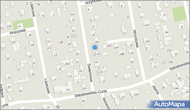 Józefów, Świerkowa, 17, mapa Józefów