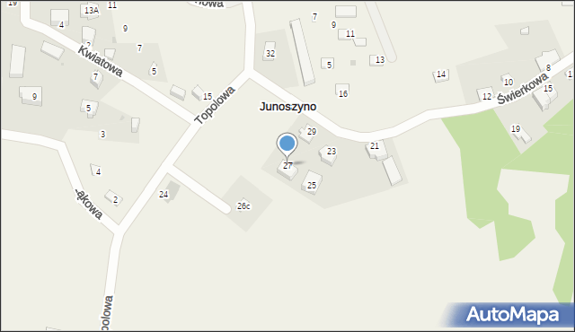 Junoszyno, Świerkowa, 27, mapa Junoszyno