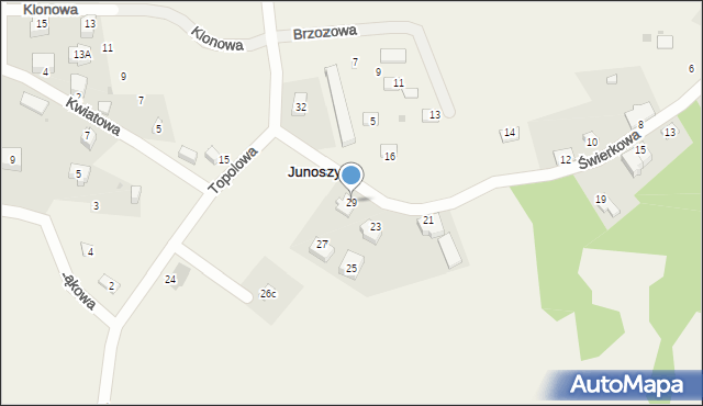 Junoszyno, Świerkowa, 29, mapa Junoszyno
