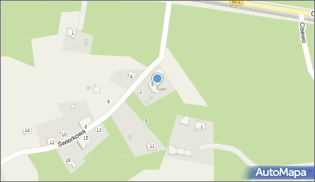 Junoszyno, Świerkowa, 5a, mapa Junoszyno