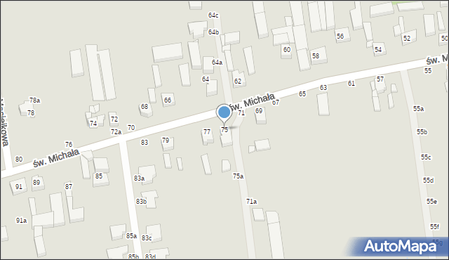 Kalisz, św. Michała, 75, mapa Kalisza