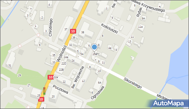 Kalisz Pomorski, św. Wojciecha, 10a, mapa Kalisz Pomorski