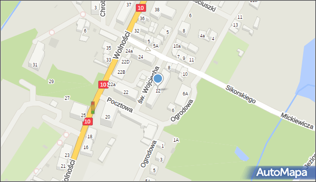 Kalisz Pomorski, św. Wojciecha, 12, mapa Kalisz Pomorski