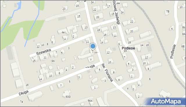 Kalwaria Zebrzydowska, św. Floriana, 9a, mapa Kalwaria Zebrzydowska