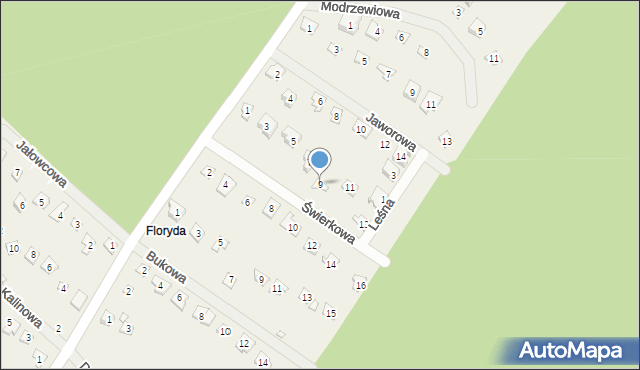 Kamińsko, Świerkowa, 9, mapa Kamińsko