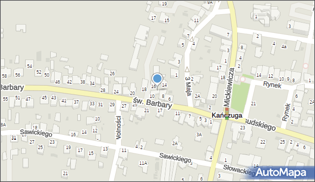 Kańczuga, św. Barbary, 12, mapa Kańczuga