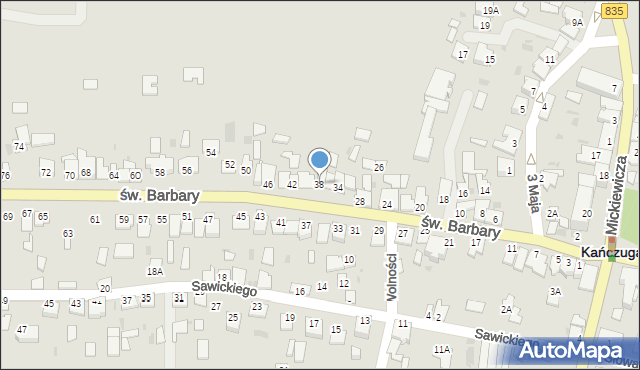 Kańczuga, św. Barbary, 38, mapa Kańczuga