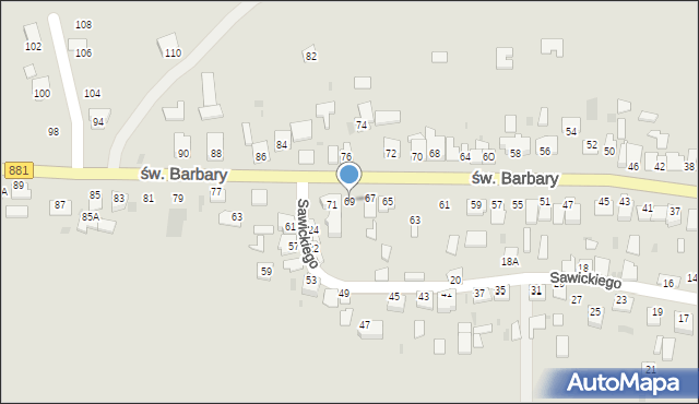 Kańczuga, św. Barbary, 69, mapa Kańczuga