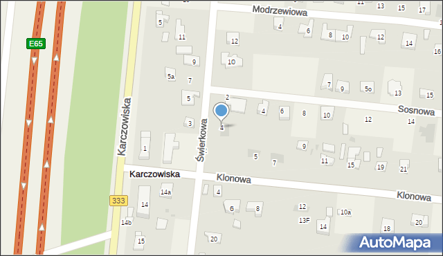 Karczowiska, Świerkowa, 4, mapa Karczowiska