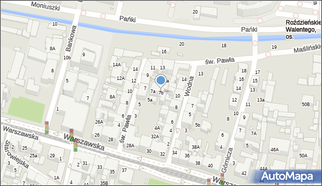 Katowice, św. Pawła, 7b, mapa Katowic