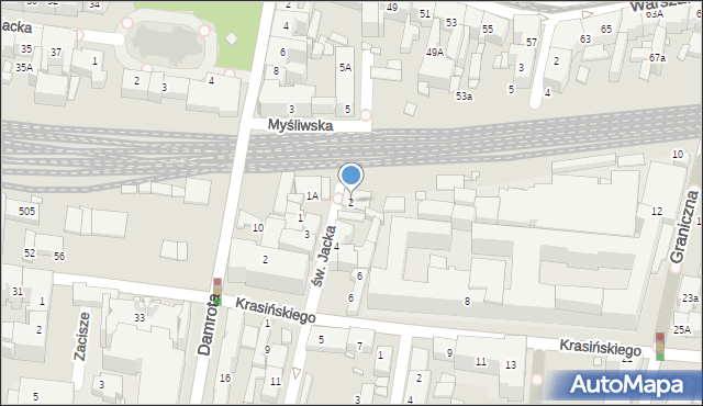 Katowice, św. Jacka, 2, mapa Katowic