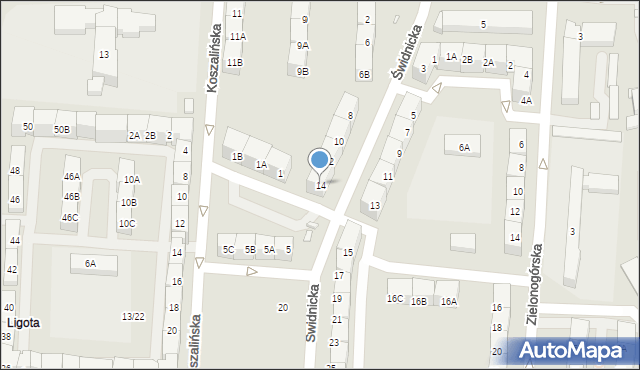 Katowice, Świdnicka, 14, mapa Katowic